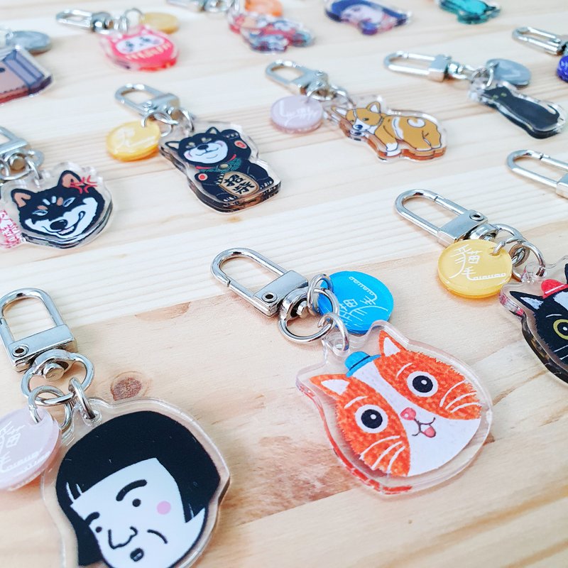 NG refurbished original graphic illustration Acrylic mini charm key ring zipper extension - ที่ห้อยกุญแจ - อะคริลิค 