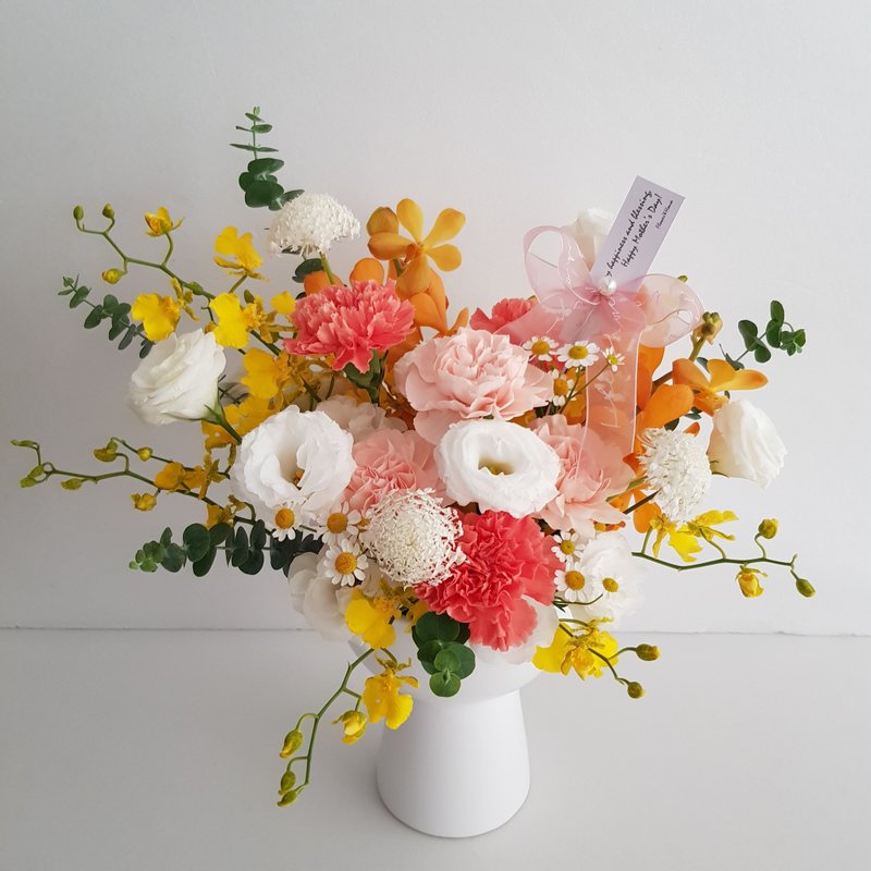 鮮花。Love媽咪 香柚沙瓦∣粉橘黃色系康乃馨 鮮花盆花 L - 植栽/盆栽 - 植物．花 橘色