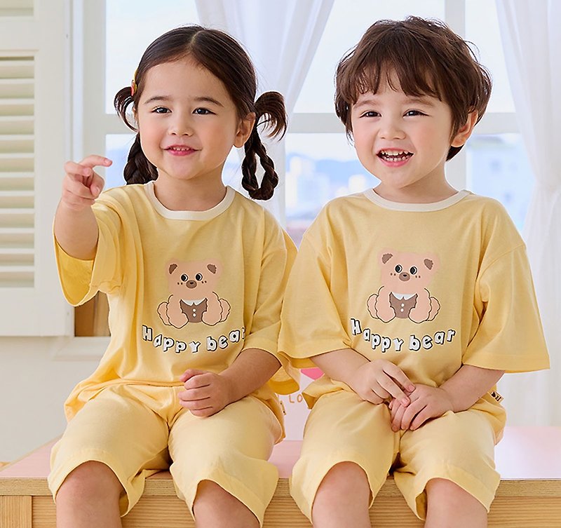 [New Product] [Loose Version] Egg Yolk Bear Daily Modal Cloud Clothing 2.0 Three-quarter Sleeves-K55107 - เสื้อยืด - ผ้าฝ้าย/ผ้าลินิน สีเหลือง