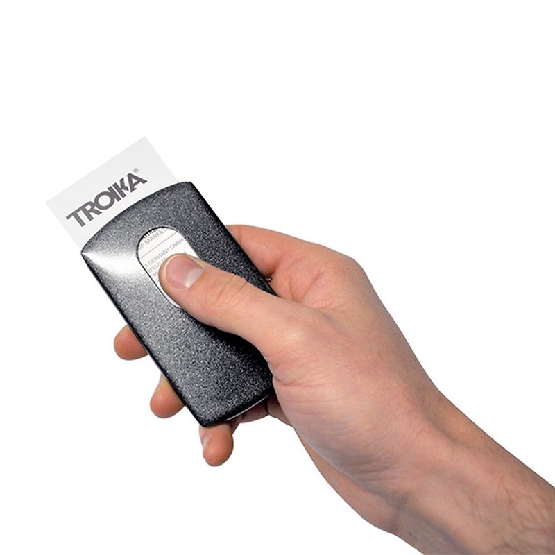 不銹鋼單手滑動名片夾(黑槍色) - 卡片套/卡片盒 - 不鏽鋼 銀色