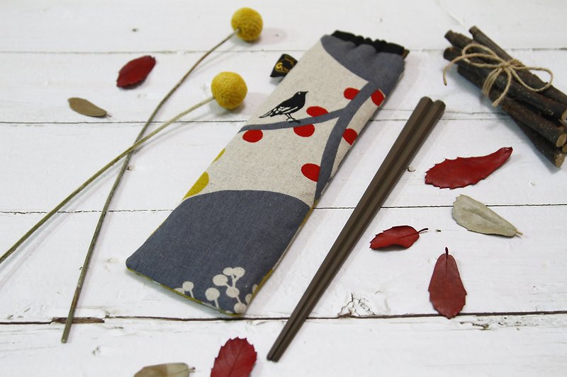 [Gi LAI] Eco-friendly shrapnel chopstick bag (with a pair of chopsticks)*Flower Bird