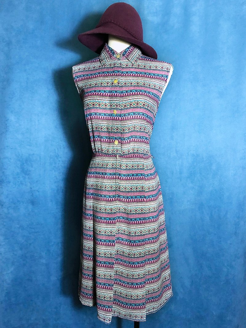 Totem chiffon sleeveless vintage dress / abroad brought back VINTAGE - One Piece Dresses - Polyester Multicolor