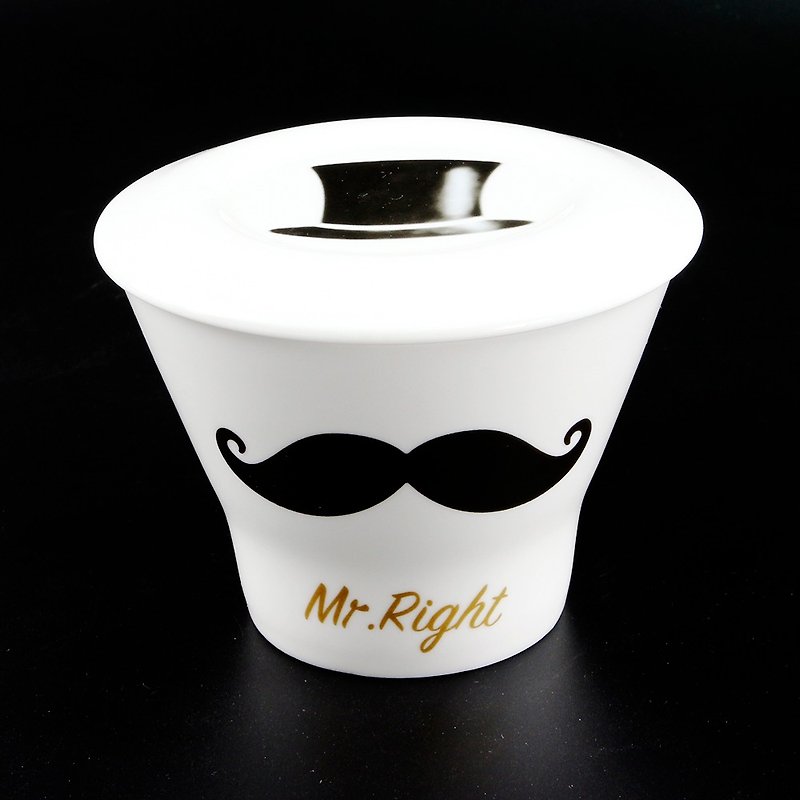 Engels Co. Mr. Right Latte Mug & Two-Way Lid/Coaster - Mugs - Porcelain Black