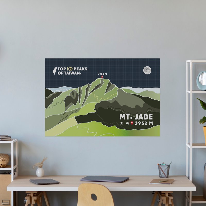 【輕鬆壁貼】台灣百岳-玉山夜景 - 無痕/居家裝飾 - 壁貼/牆壁裝飾 - 聚酯纖維 
