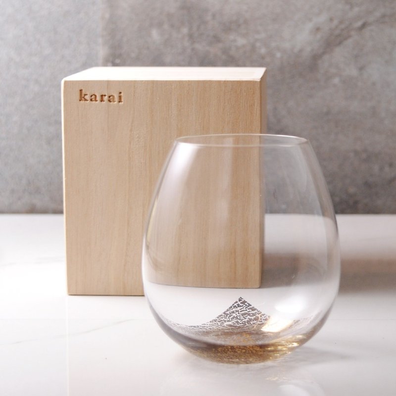 280cc【江戸硝子】日本花蕾Karai金箔杯 客製化 - 茶具/茶杯 - 玻璃 橘色