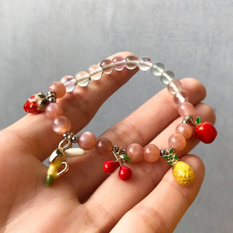 ] [Lost and find natural Shi Taiyang stone fruit fluorite bracelet - Bracelets - Gemstone Multicolor