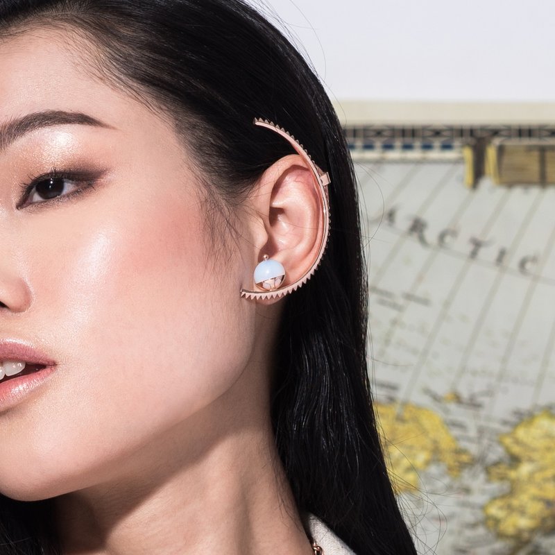 Moroc : Ear cuff - 耳環/耳夾/耳骨夾 - 純銀 粉紅色