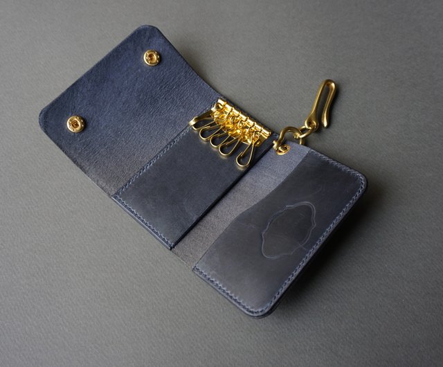 Small Leather Key Wallet, Key Holder with Hanging Buckle Hooks for