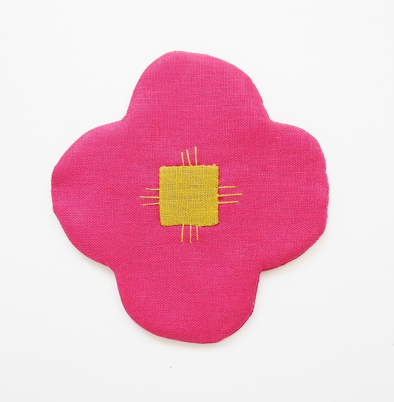 Flower lover shaped coaster / Baby Bloom Coaster - Magenta color - Coasters - Cotton & Hemp Pink