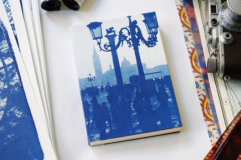 手作りのブルー太陽のノートブック-サンマルコ広場 - カード・はがき - 紙 ブルー