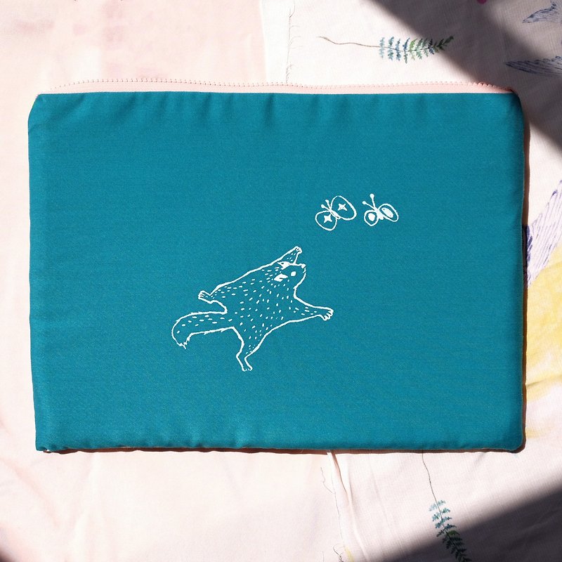 13吋 computer bag / Galaxy / flying squirrel - กระเป๋าแล็ปท็อป - ผ้าฝ้าย/ผ้าลินิน สีเขียว