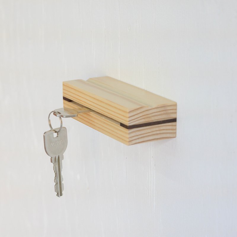 Compact Wall Key Rack (Japanese Cedar Wood and Rosewood) - Storage - Wood Brown