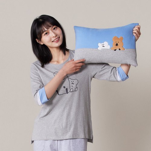 YVONNE COLLECTION以旺傢飾 DINOTAENG | QUOKKA & BOBO 方形抱枕(30x45)-晨霧藍