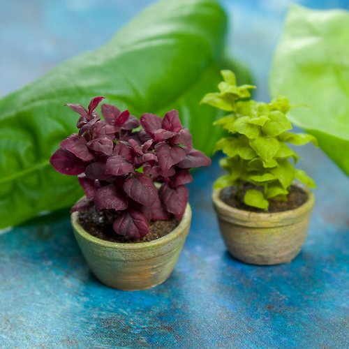 Rina Vellichor Miniatures TUTORIAL Miniature basil plant with air dry clay | PDF + video