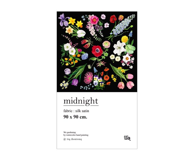 スカーフ : シルクサテン ttq 花柄スカーフ : MIDNIGHT