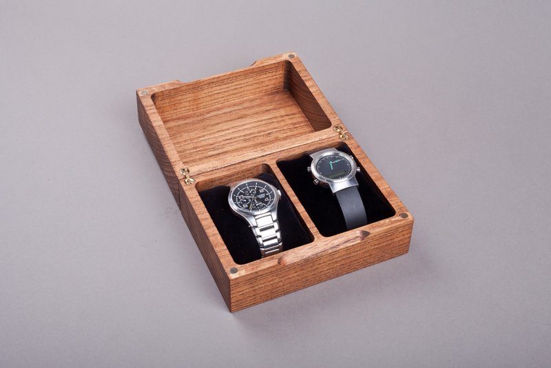 Personalized wooden watch box Large jewelry organizer Treasure storage Gift idea - 男錶/中性錶 - 木頭 咖啡色