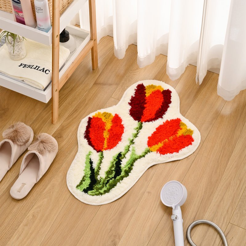 夢幻鬱金香浴室地墊植物居家裝飾禮物 - 地墊/地毯 - 聚酯纖維 多色