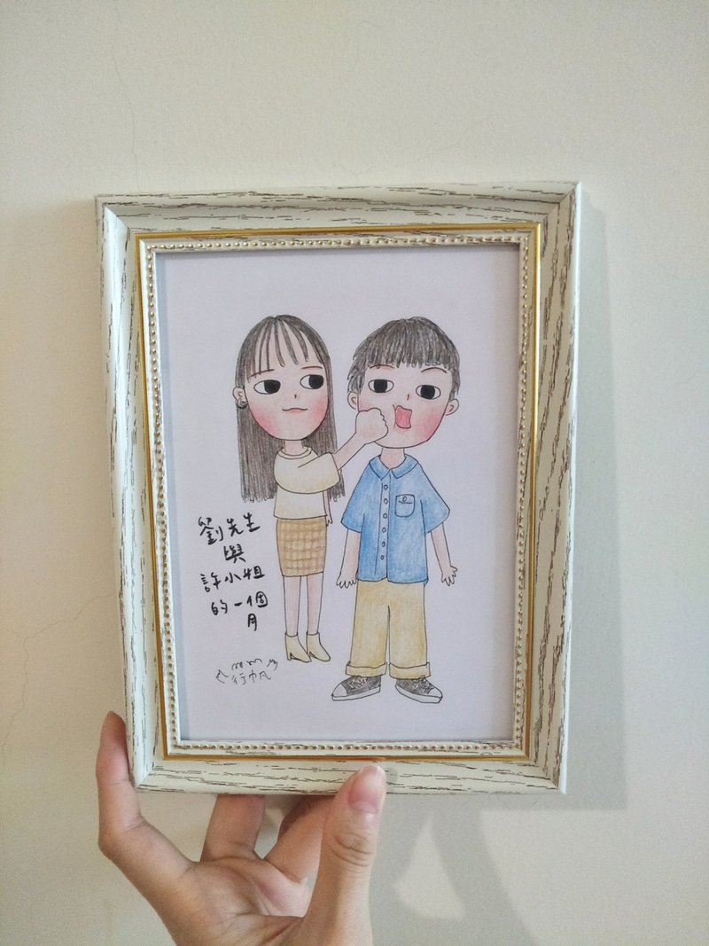 【客製化禮物】客製 全身人像插畫 附相框 似顏繪 禮物 生日 畢業 - 似顏繪/客製畫 - 紙 