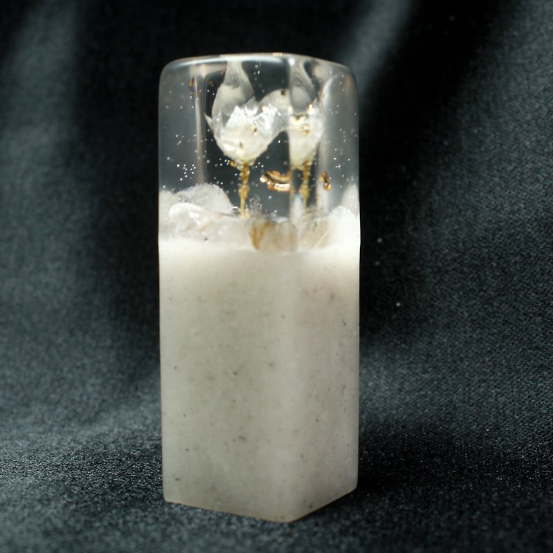 カスタマイズされた手作りスタンプ-|永遠の花小さな白い花樹脂スタンプ1.8x1.7 CM|シール彫刻スタンプ - はんこ・スタンプ台 - 石 