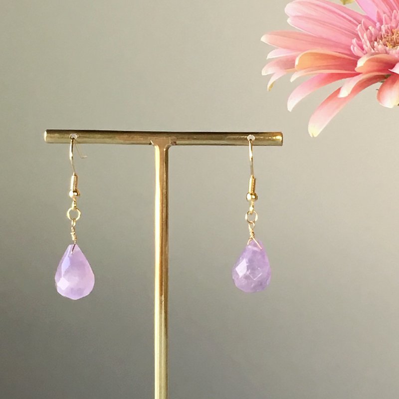 February birthstone 【large grain amethyst AA ++】 briolet cut, earring / earring - Earrings & Clip-ons - Gemstone Purple