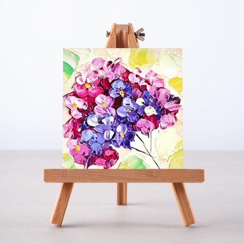 アジサイの絵 インパスト 花 オリジナル アート フローラル 油絵