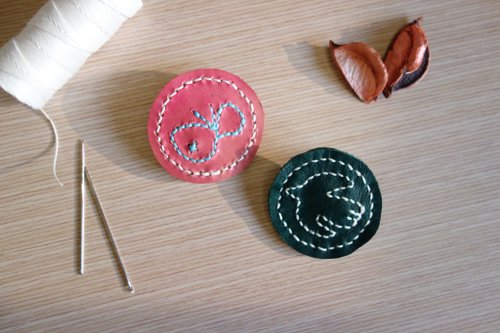 本革パン　ブローチ　6種セット　ハンドメイド 本革パン　ブローチ　6種セット　ハンドメイド