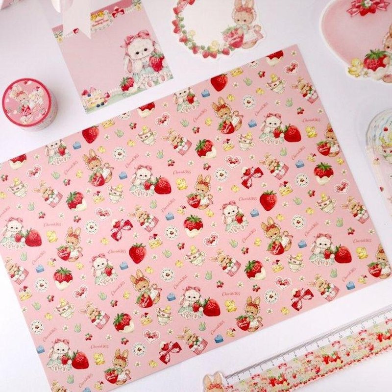 Cherish365【Pattern - Happiness Strawberry Forest】デザインペーパー / ラッピングペーパー 10枚　CHO350 - 其他 - 紙 粉紅色