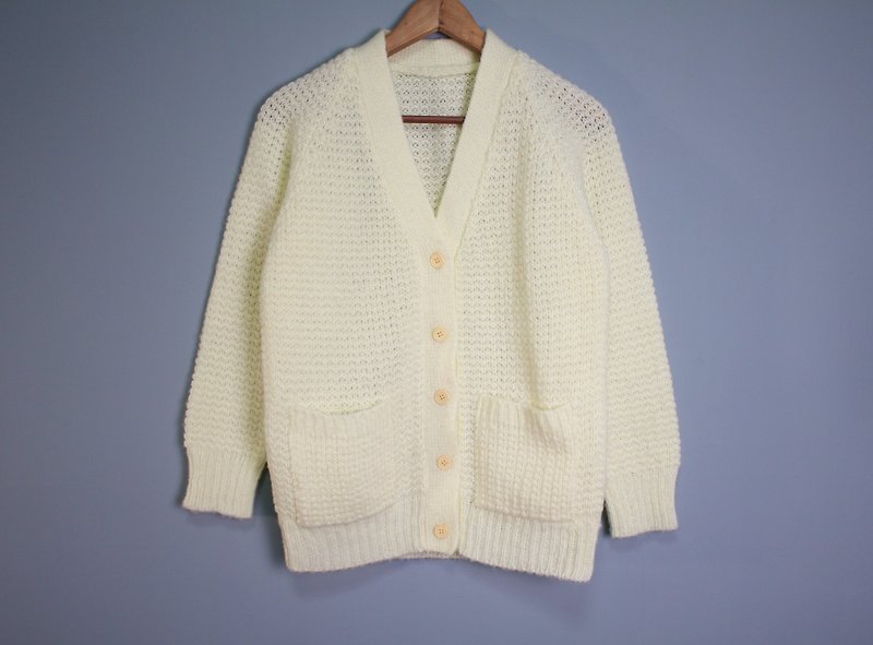FOAK Vintage Northland Spring Light Yellow Sweater Coat - Men's Sweaters - Other Materials 