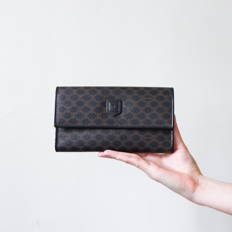 Vintage Celine Dark Monogram Long Wallet - กระเป๋าสตางค์ - หนังแท้ 