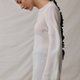 Layered pullover silk base top with light and slightly transparent waist and mulberry silk trumpet sleeve design
