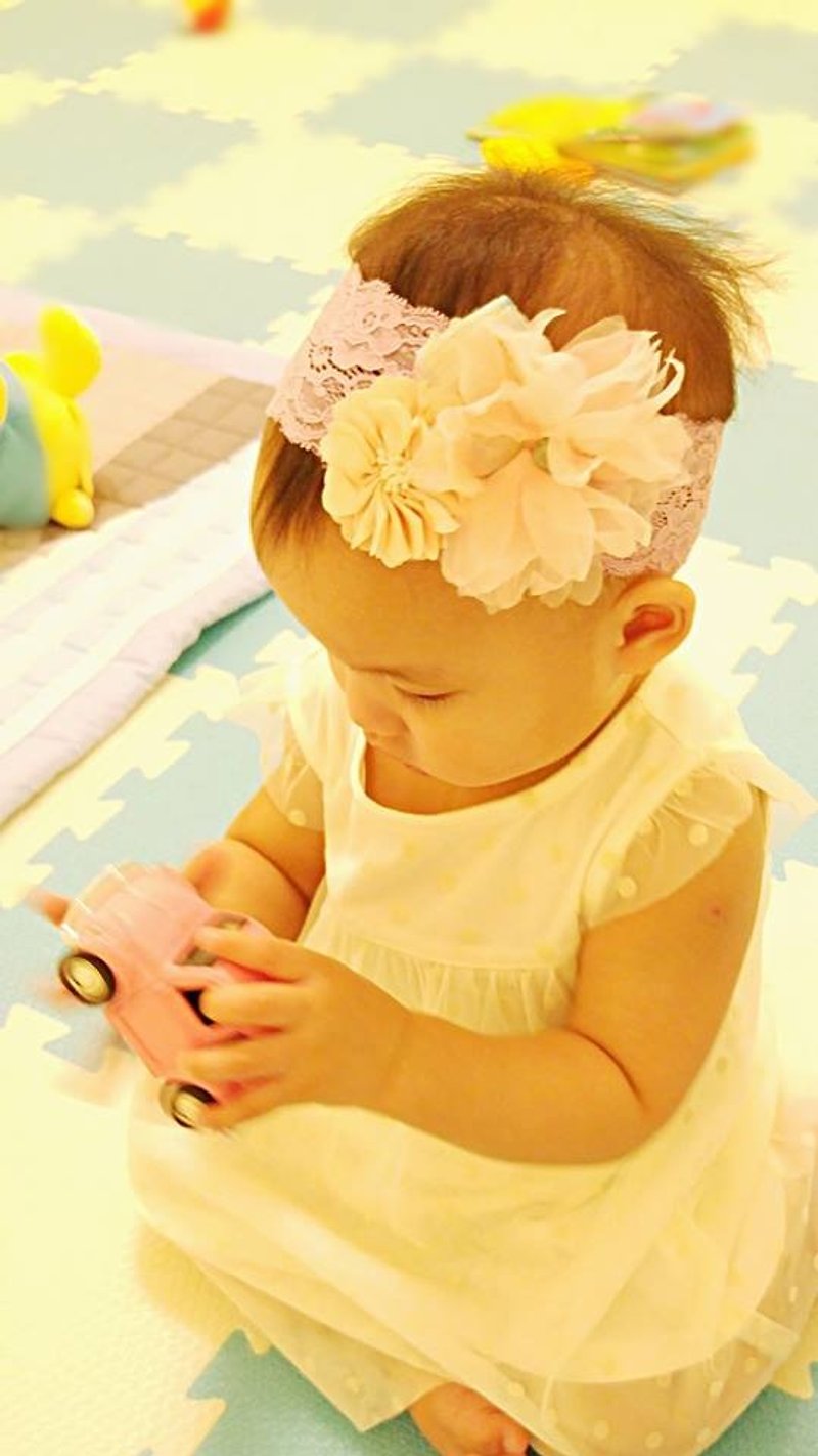 §HUKUROU§寶寶嬰兒髮帶-花朵組合髮帶(粉) - 圍兜/口水巾 - 棉．麻 
