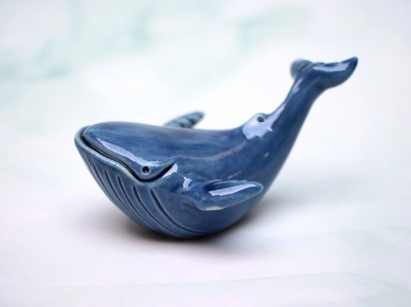 翅鯨　瓷偶　鯨魚　公仔 - 公仔/玩偶 - 瓷 藍色