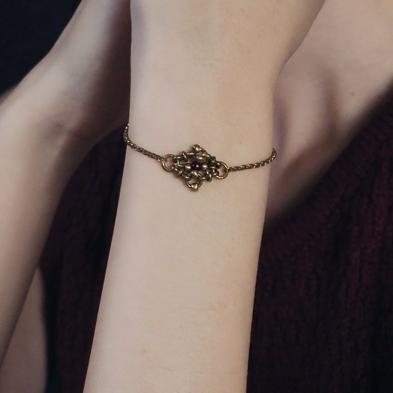 透かし編み菱形チェーンブレスレット パープル - ブレスレット - 銅・真鍮 ゴールド