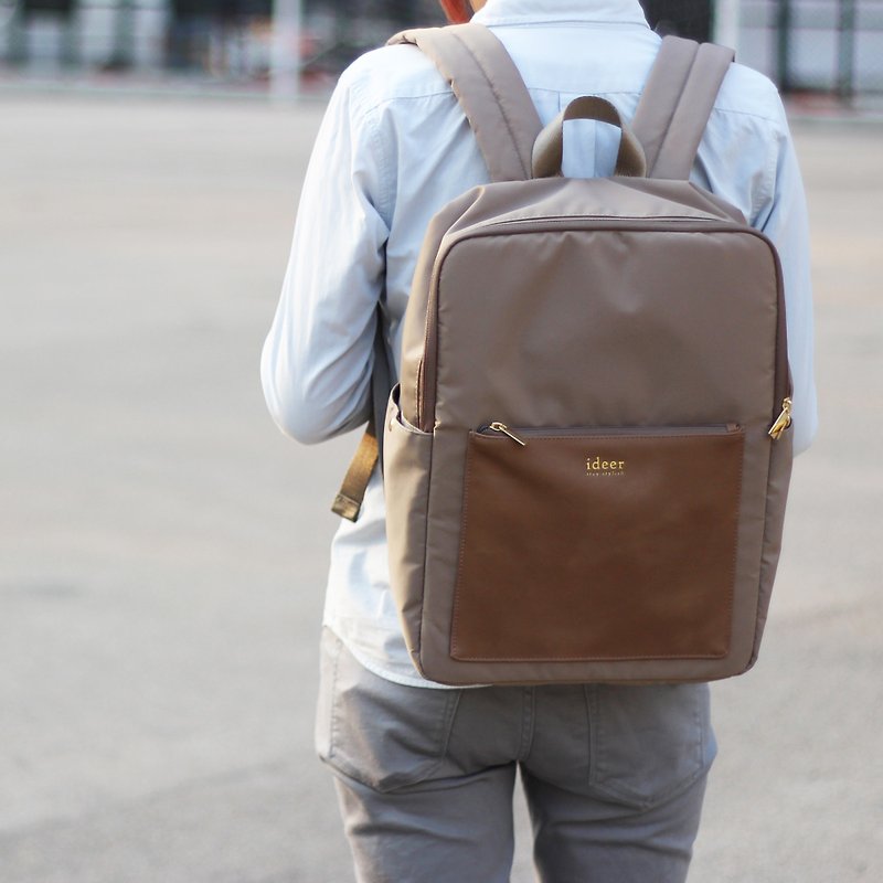 Seasonal Clearance Special-Kendall Hazelnut Hazelnut Leather Textured Waterproof Backpack - Backpacks - Other Materials Brown