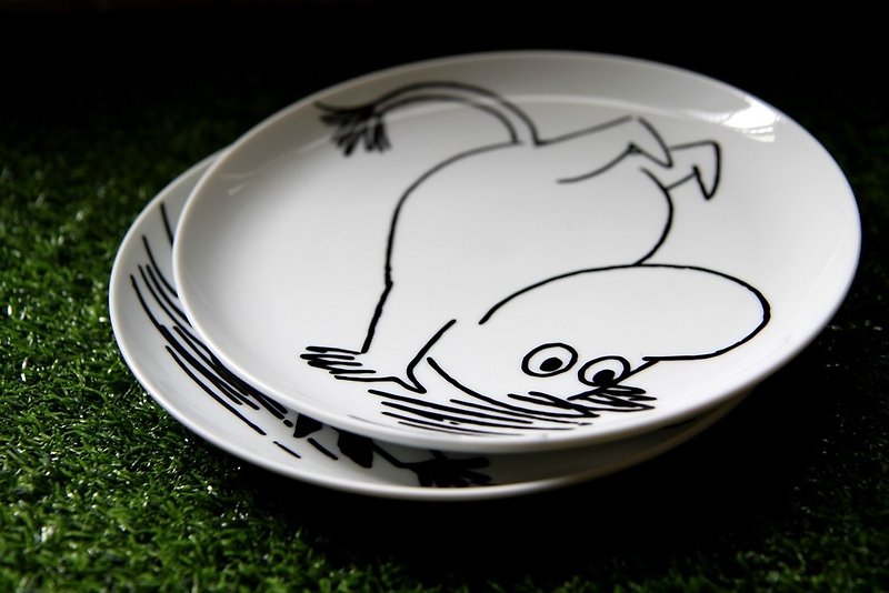 MOOMIN嚕嚕米-幾何系列對盤(嚕嚕米與小不點) - 盤子/餐盤/盤架 - 陶 