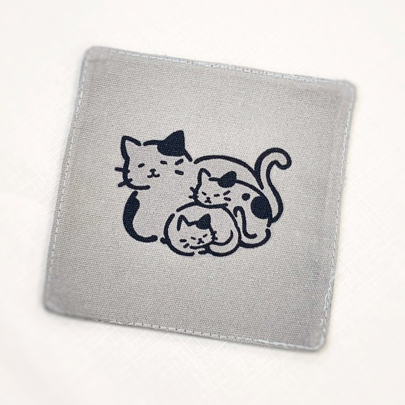 [Illustration Model] Reunion Cat | Canvas Coaster - 2 in the set - Coasters - Cotton & Hemp Multicolor