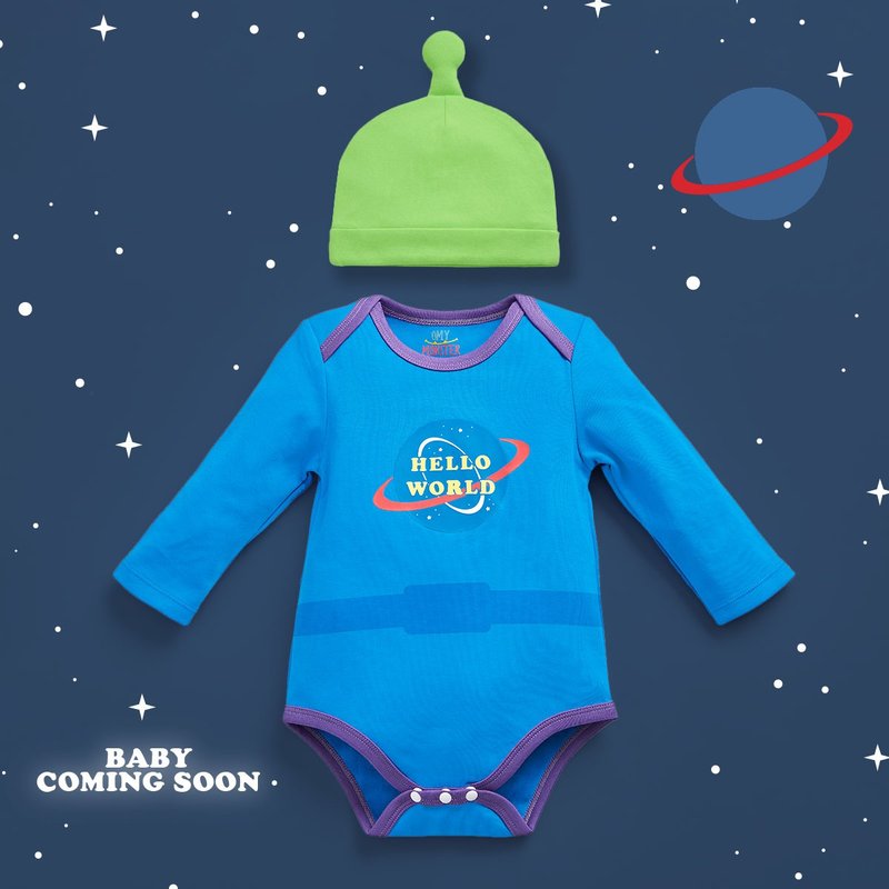 ONESIES- Hello World Long Sleeve Hoodie Set - ชุดทั้งตัว - ผ้าฝ้าย/ผ้าลินิน 