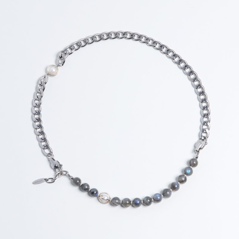 尼普頓不鏽鋼拉長石手鍊項鍊 兩用款設計 multifunctionl jewelry - 項鍊 - 不鏽鋼 