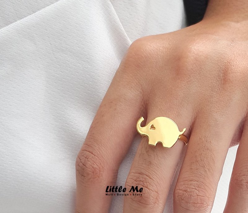 Handmade Little Elephant Ring - 18K gold plated on brass - 戒指 - 其他金屬 金色