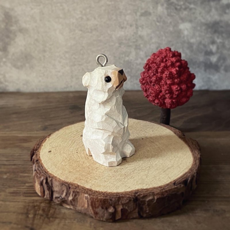 Forest animals | Polar bear handmade wood carving keychain/pendant/lanyard/suede necklace lanyard - ที่ห้อยกุญแจ - ไม้ 