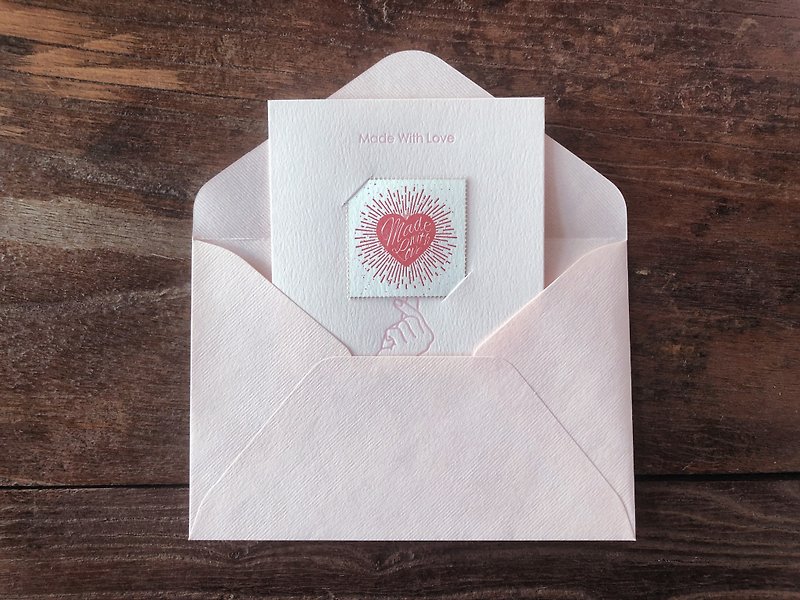 Love confession folded card with heart illustration letterpress printing with pink envelope - Cards & Postcards - Paper 