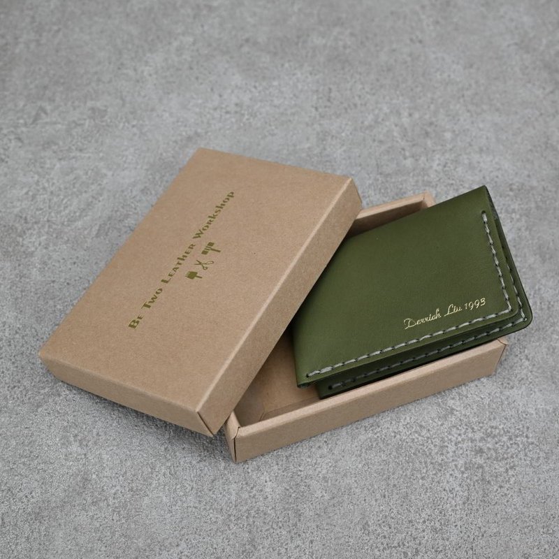 名片夾 雙邊卡夾 客製化 燙金 - 名片夾/名片盒 - 真皮 綠色