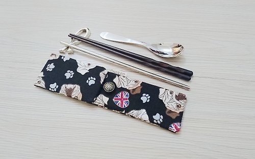 Cuckoo 布穀 環保餐具收納袋 筷子袋 組合筷專用 雙層筷袋 鬥牛犬