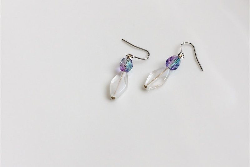 Rainbow glass beaded earrings - Earrings & Clip-ons - Glass Purple