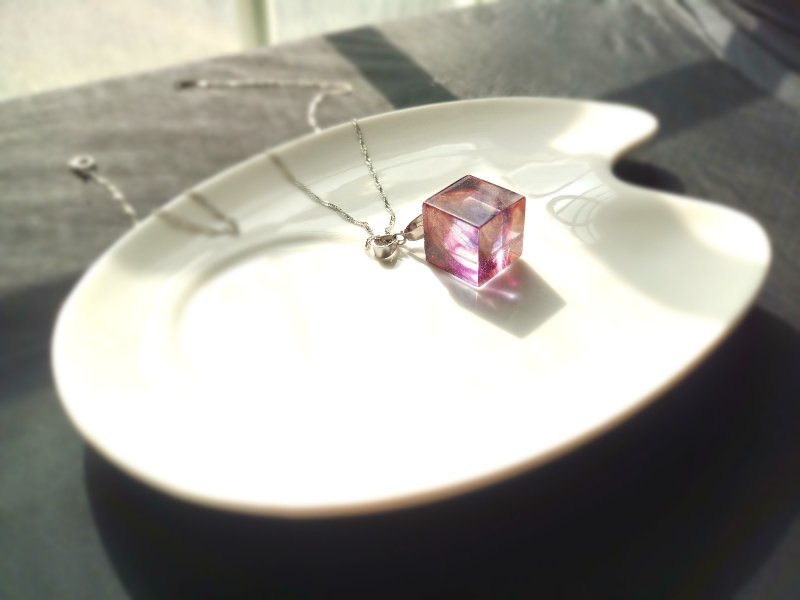 魅影紫水晶冰塊方形鎖骨項鍊 銀鍊 生日禮物 免費包裝 限量商品 - 項鍊 - 植物．花 紫色