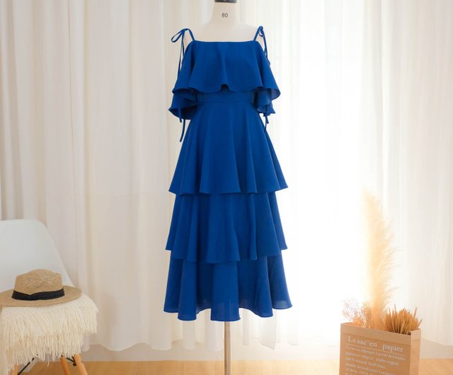 blue layered dress