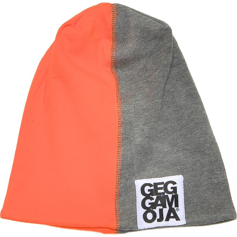 [Nordic children's clothing] Swedish organic cotton baby hats 1 to 2 years old gray / orange two-color - หมวกเด็ก - ผ้าฝ้าย/ผ้าลินิน สีเทา