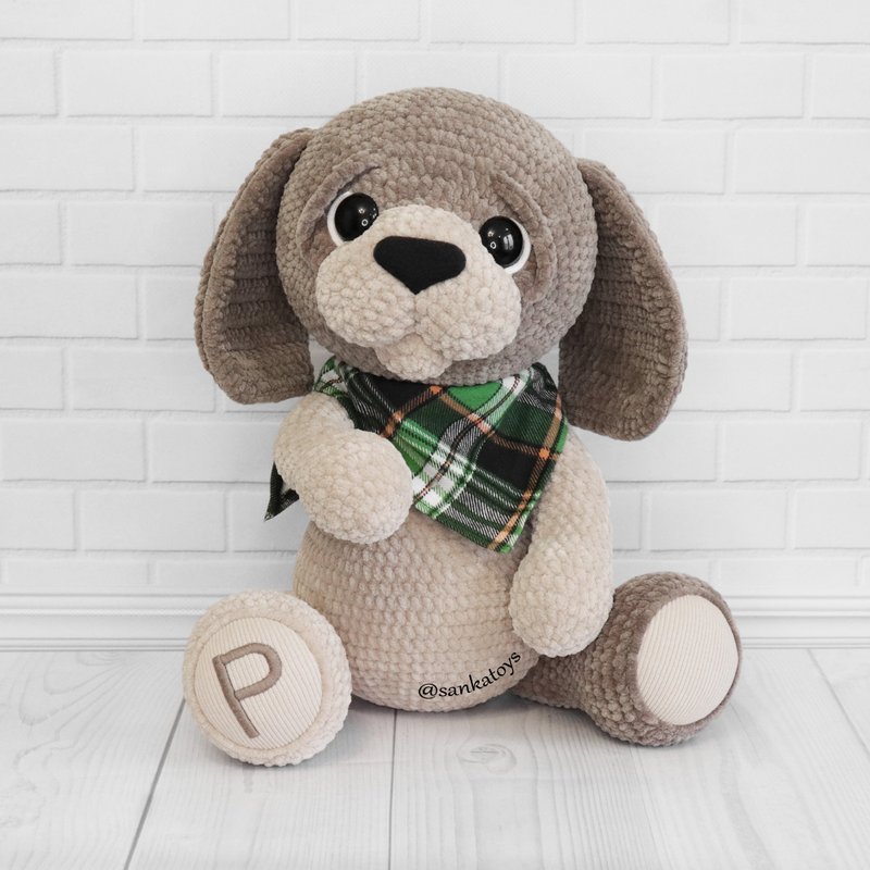 Plush Puppy, Newborn child gift, Handmade toy beagle - ของเล่นเด็ก - วัสดุอื่นๆ สีนำ้ตาล