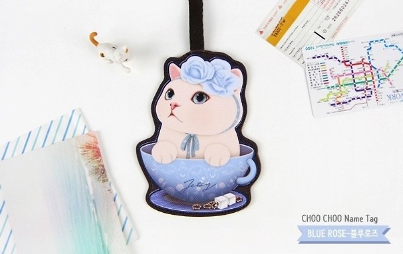 Jetoy, sweet cat travel tag _Blue rose ~ J1606103 - Luggage Tags - Other Materials Blue