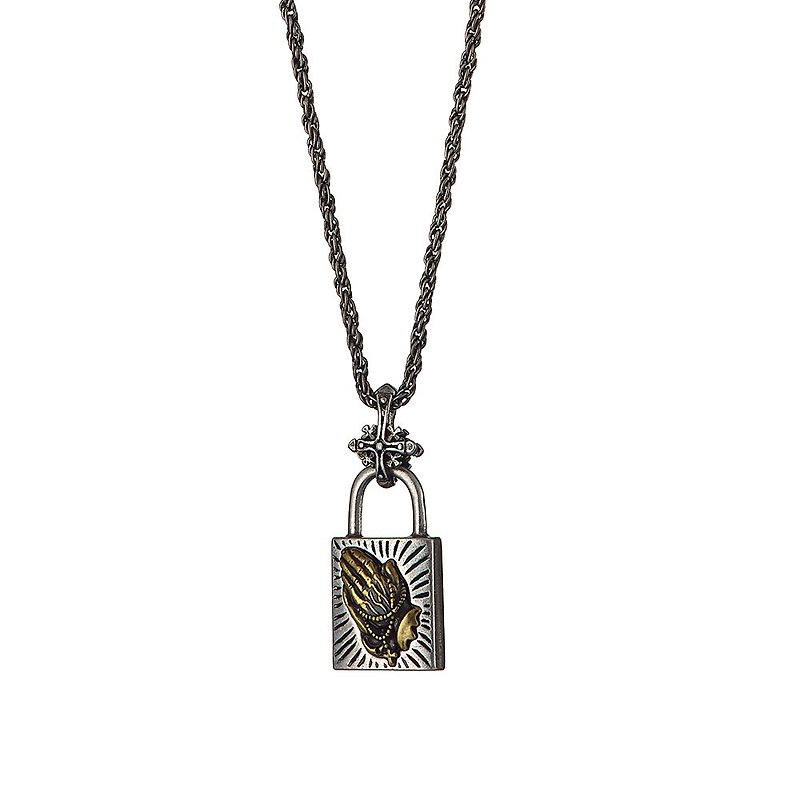 [SOLO ACCESSORIES] Totem Lock Necklace-Antique Silver - สร้อยคอ - โลหะ สีเงิน